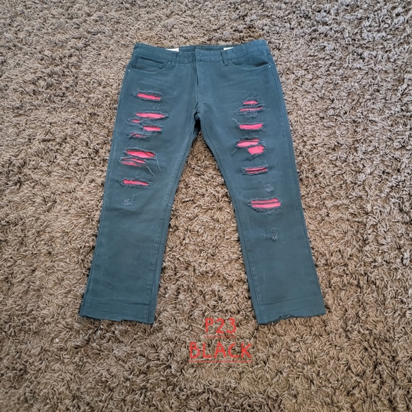 SMOKE RISE Jeans W40 L34 Distressed with Tears and Red under tears - Picture 1 of 8